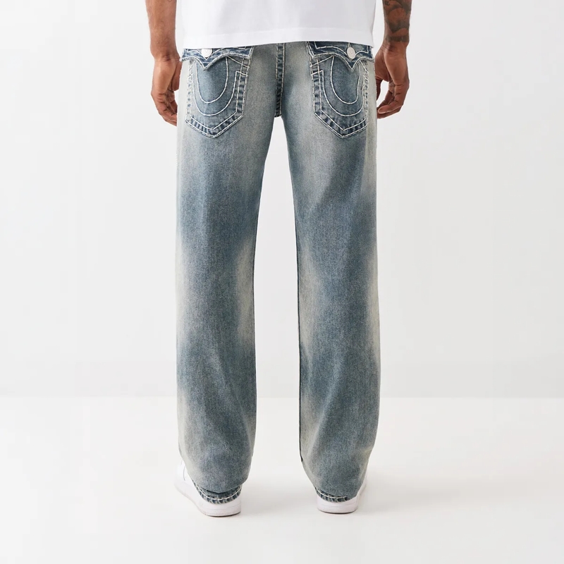 True Religion Straight Leg Jeans - Straight Jeans- Länge 34- Super T- Klapptasch blau(Image 4)
