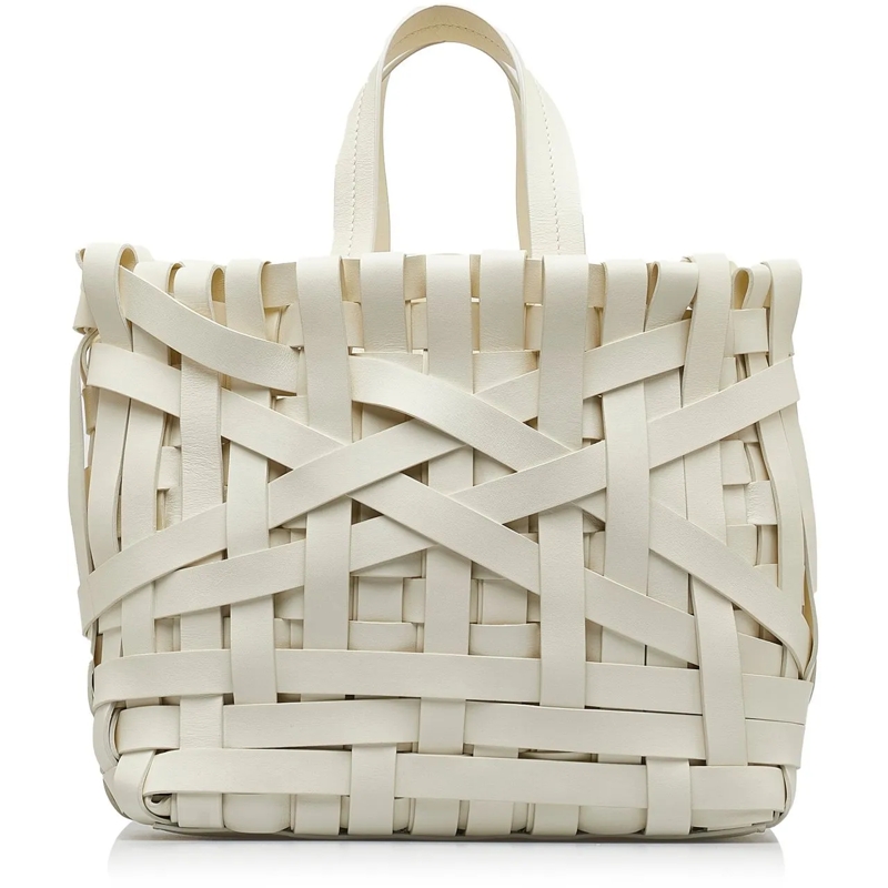 Jil Sander Tote Woven Leather Basket Tote weiß