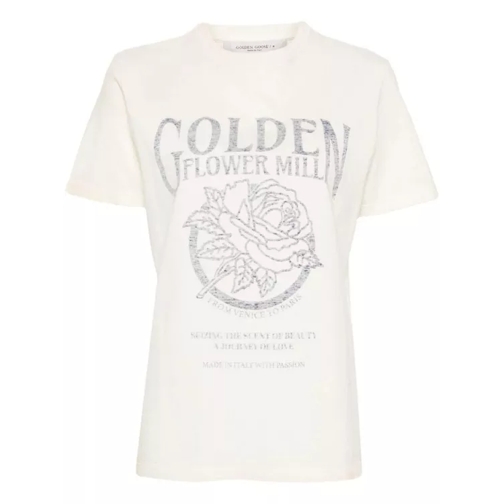 Golden Goose Distressed Logo-Print Cotton T-Shirt White 