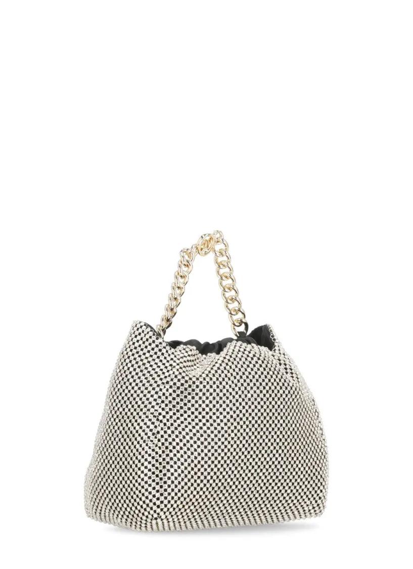 Pinko Zwarte Handtas met Kettinghandvat en Strass-details Black Dames