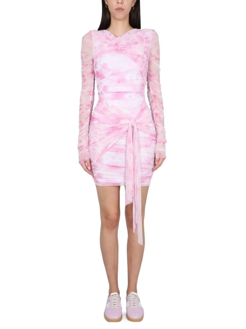 Thumbnail - MSGM - Fitted Mini Dress With Sheer Sleeves - Größe 40 - pink