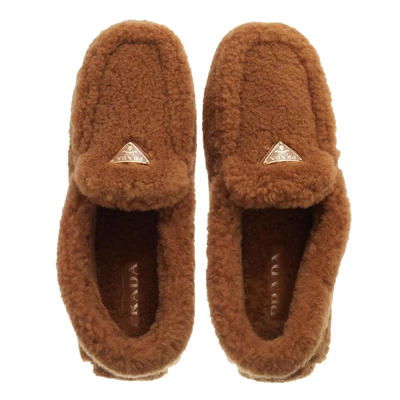 Prada Ballerinas Loafer With Shearling Caramel(Image 12)