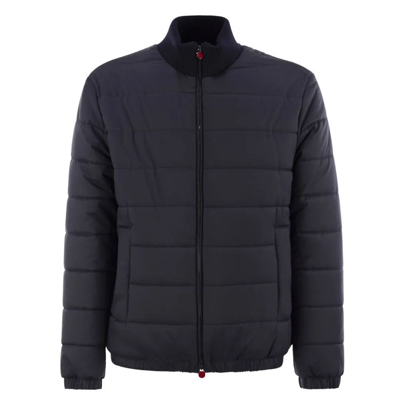 Kiton Bomberjacke Technical Fabric Bomber Jacket Blue