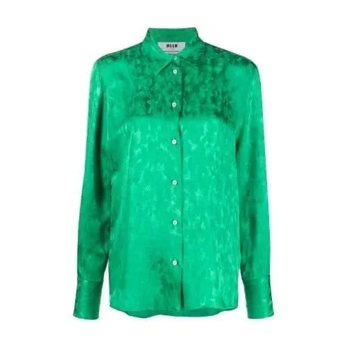 MSGM Abstract-Print Blouse Green 