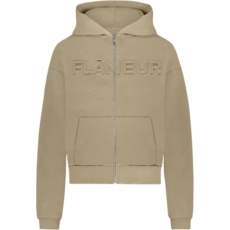 Flâneur  Embossed Zip-Up Hoodie | Sand beige