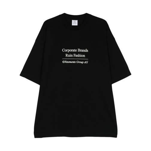 Vetements Logo-Embroidered Black T-Shirt Black T-Shirts