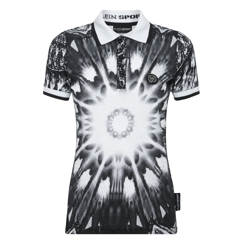Plein Sport Top Poloshirt Optical Flower schwarz