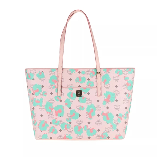 MCM Anya Floral Leopard Shopping Bag Medium Powder Pink Boodschappentas