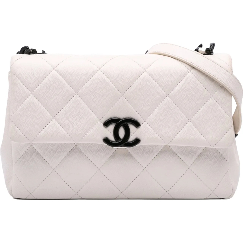 Chanel Sac à bandoulière Medium Quilted Caviar My Everything Flap weiß