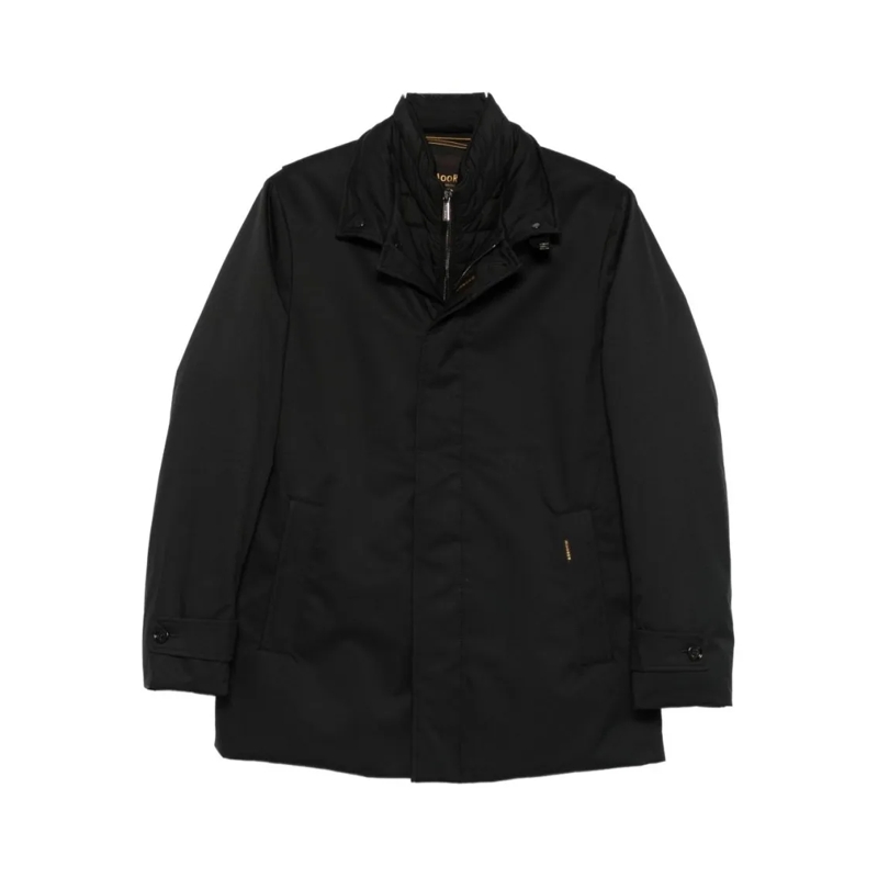 Moorer Manteau d'hiver Tailored Black Coat With Concealed Closure Black