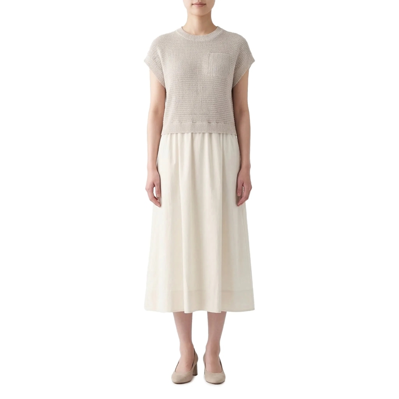 Peserico Robe longue Midikleid im Material-Mix braun(Image 12)