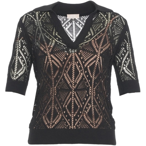 LIU JO Hauts à manches longues Crochet polo shirt schwarz