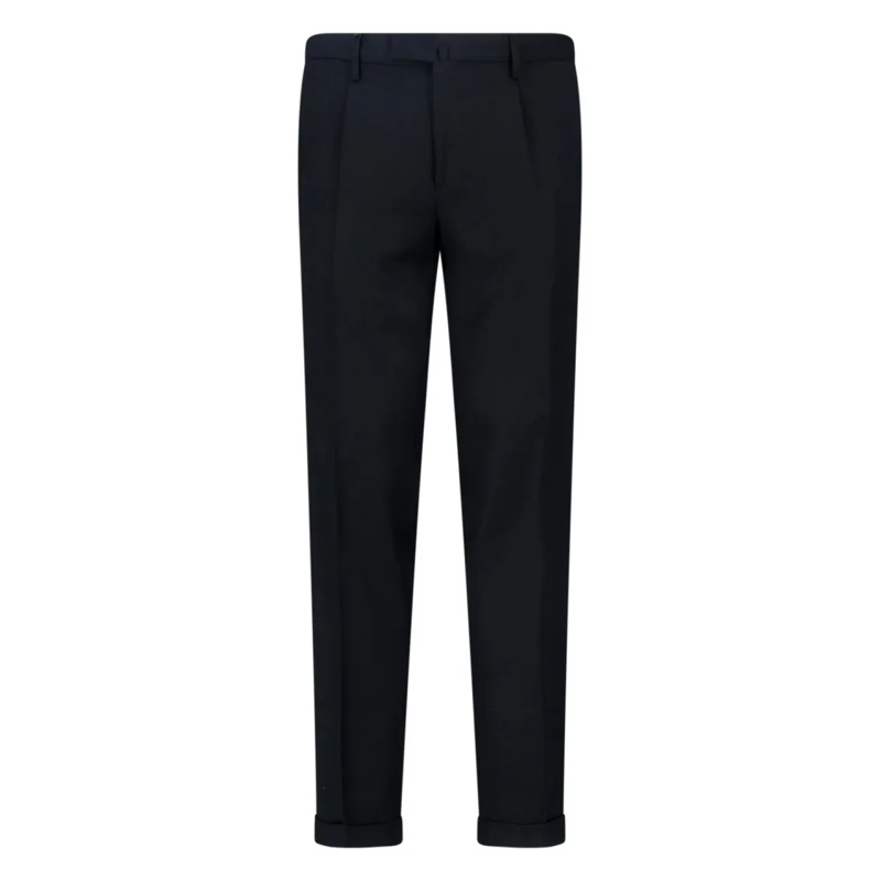 Briglia Chino Tailored Black Virgin Wool Trousers With Cuffed He Black
