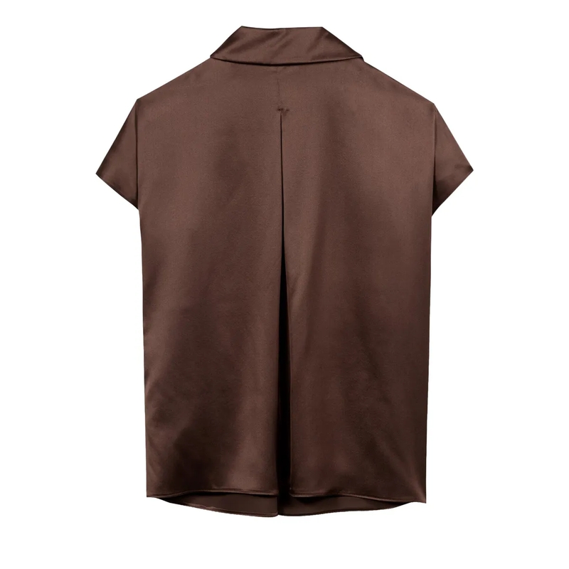 Luisa Cerano Top Kurzarm-Seidenbluse marone(Image 6)