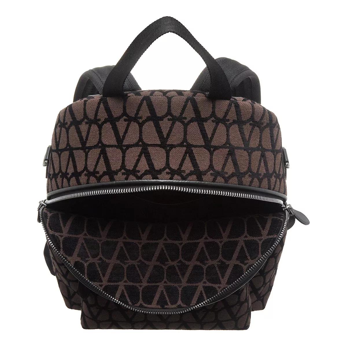 Shop Valentino Garavani Toile Iconographe Backpack With Leather Detailing