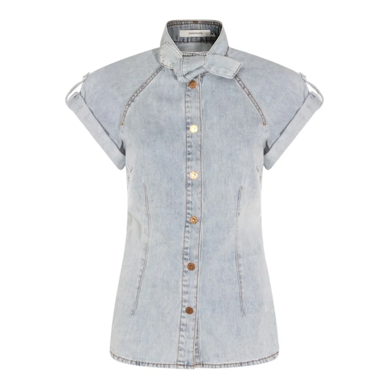 Zimmermann Hemd Light-Wash Denim Shirt With Knotted Detail White