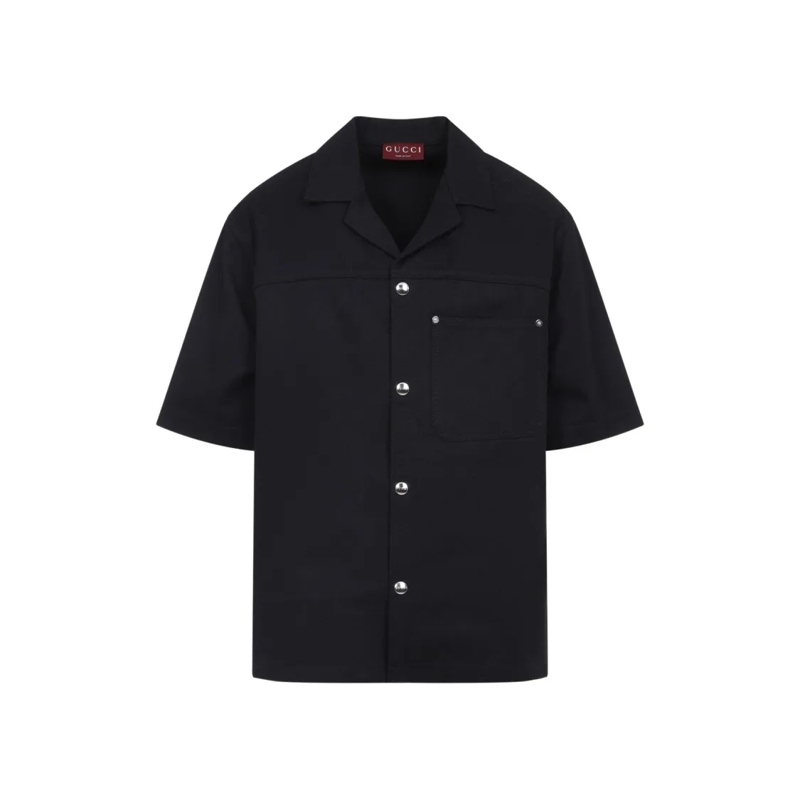 Gucci Hemd Classic Short-Sleeve Cotton Shirt Black