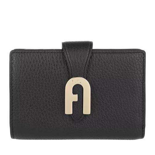 Furla Sofia Grainy Medium Compact Wallet Nero Portemonnaie mit Überschlag