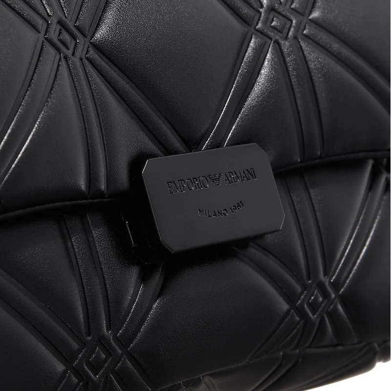 Emporio Armani Crossbody Bag Camera Case Con Catena Simil Nappa Goffrata - Came Nero(Image 5)