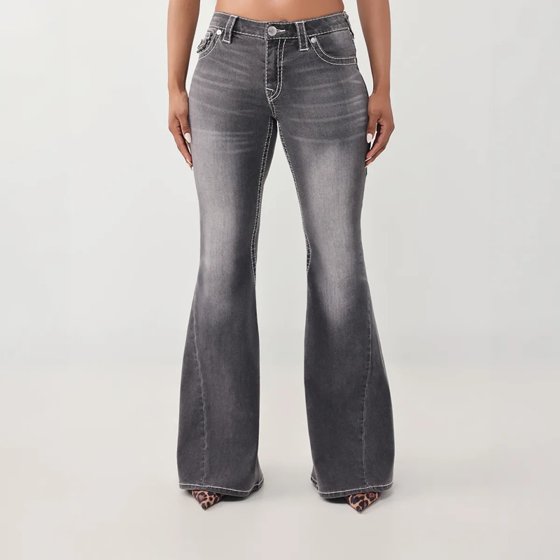 True Religion Jeans - Flared-Jeans- Weiter Schlag- Drehbein- Gedreh schwarz(Image 6)