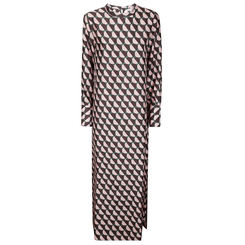 Alberto Biani  Maxi Dress With High Collar Multicolor