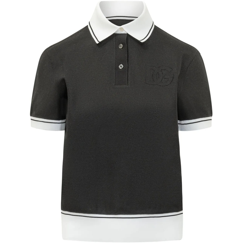 Dolce&Gabbana Poloshirt Polo Maniche Corte con Colletto a Contrasto dunkelgrau