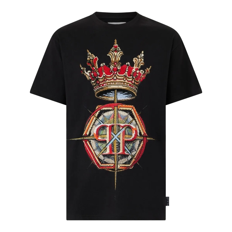 Philipp Plein T-Shirt Round Neck T-Shirt Crown Stones schwarz