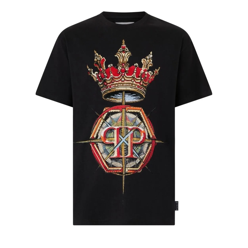 Philipp Plein T-Shirt Round Neck T-Shirt Crown Stones schwarz