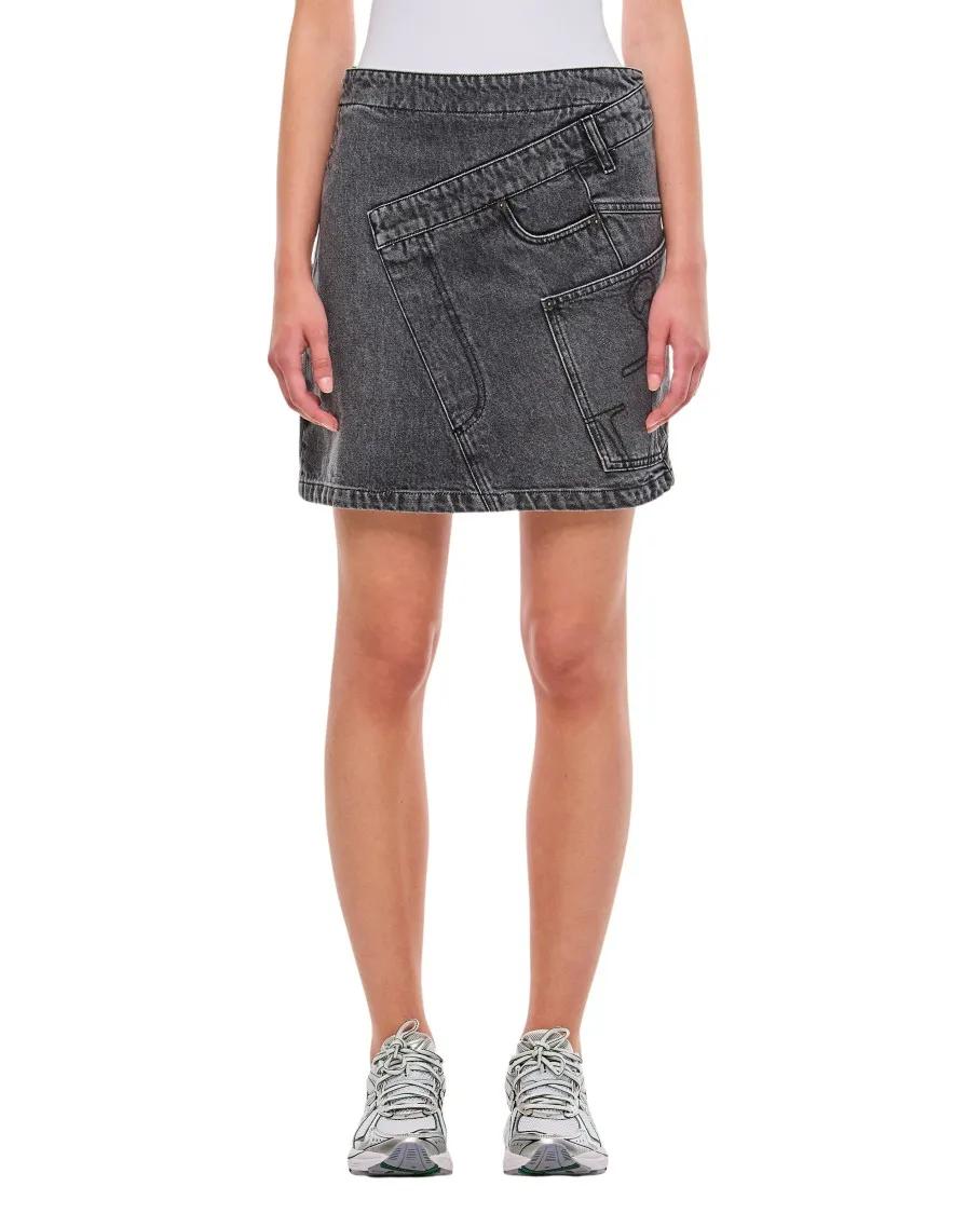 J.W.Anderson - Denim Twisted Skirt - Größe 8 - grau