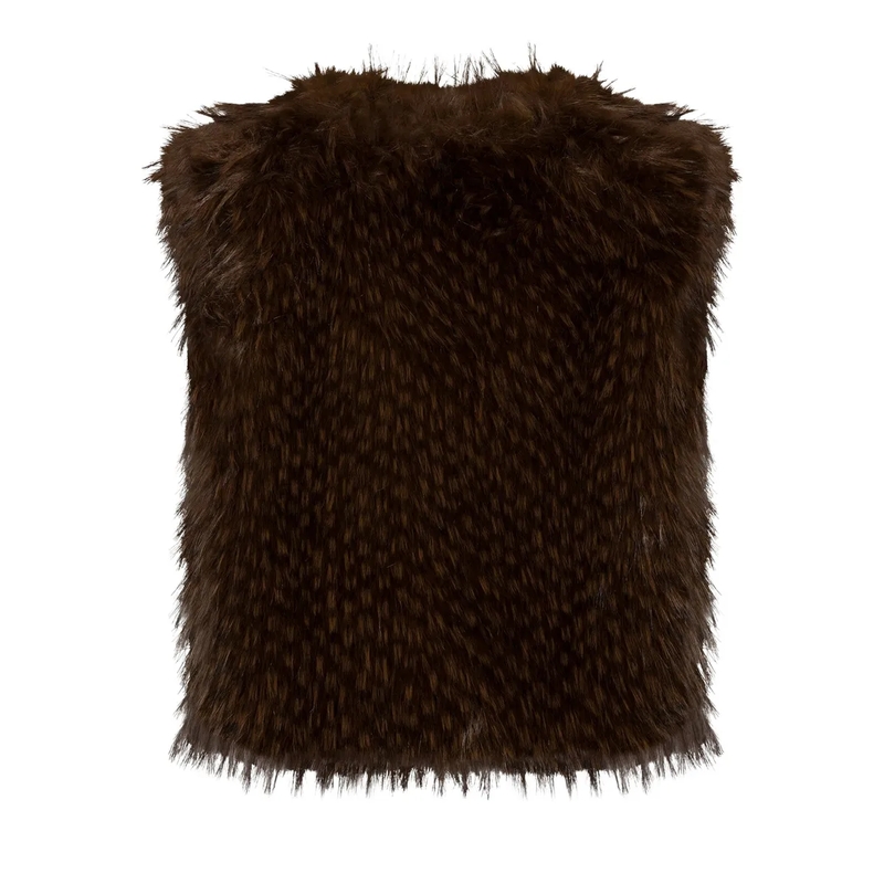 Luisa Cerano Vest Boho-Weste in Fell-Optik marone(Image 6)