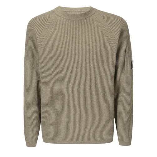 CP Company Trui Crew-Neck Ribbed Sweater With Zip Pocket Green