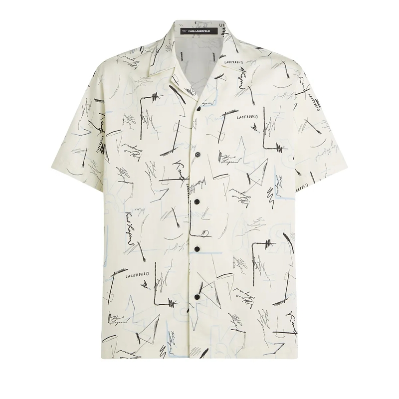 Karl Lagerfeld Hemd BOWLINGHEMD MIT ALLOVER-PRINT weiss