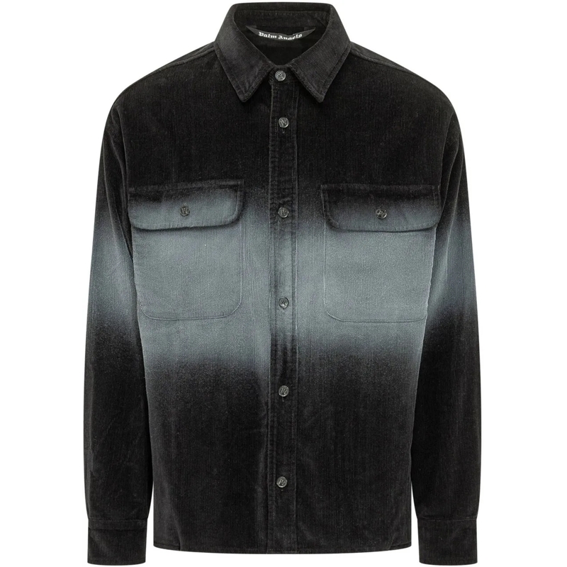 Palm Angels Legeres Oberteil Camicia in Denim con Tasche schwarz