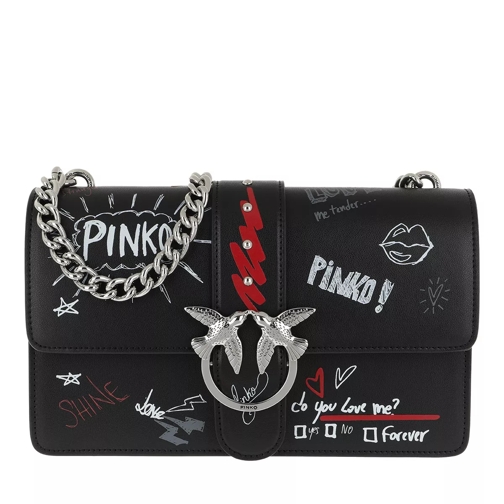 Pinko Love Graffiti Crossbody Bag Nero/Bianco/Rosso Borsetta a tracolla