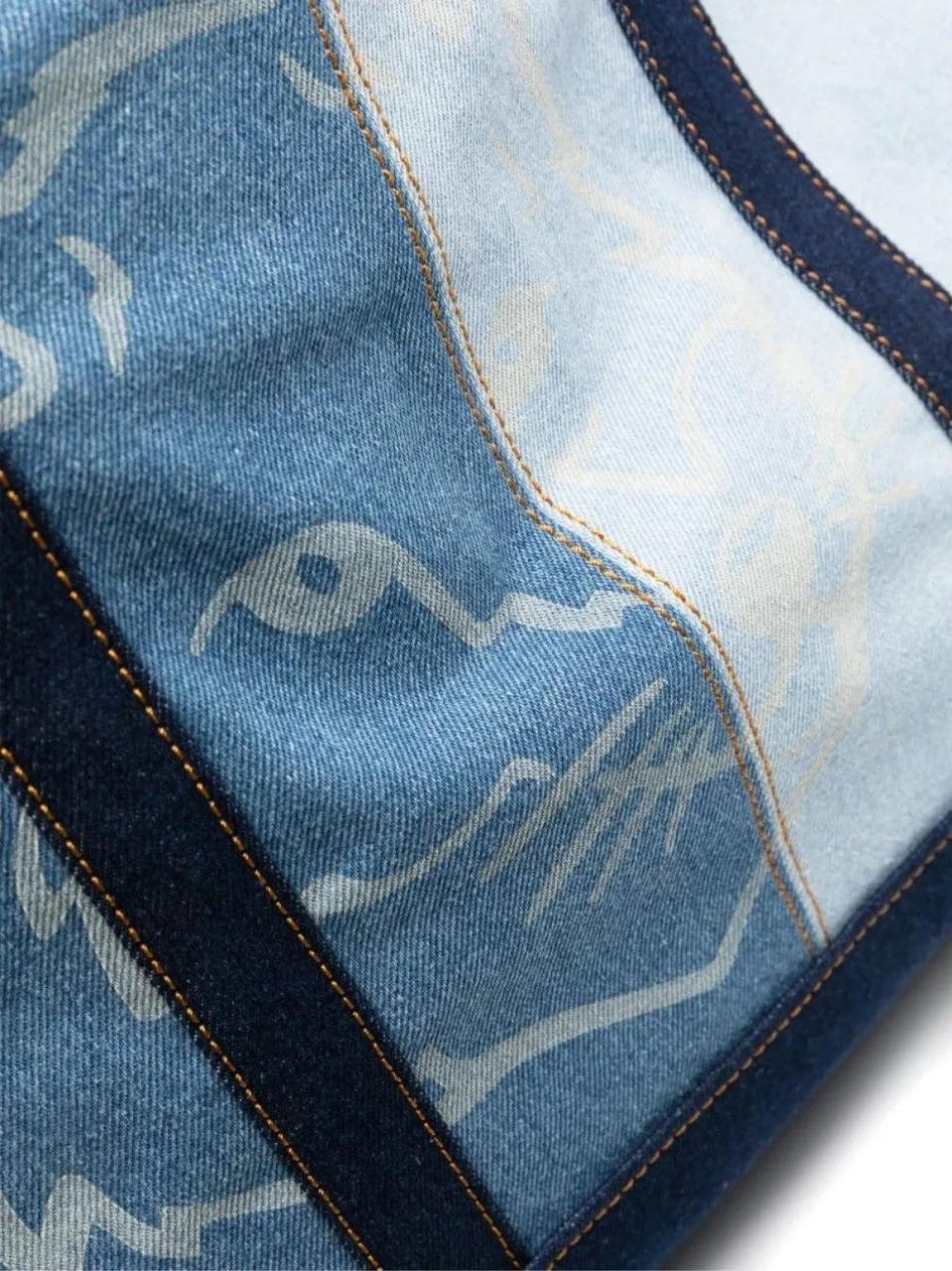 Maison Kitsune Totes & shoppers Fox Head Logo Denim Tote Bag in blauw