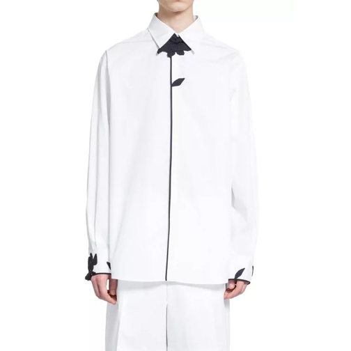 Valentino Cotton Poplin Shirt With Flower Embroidery White 