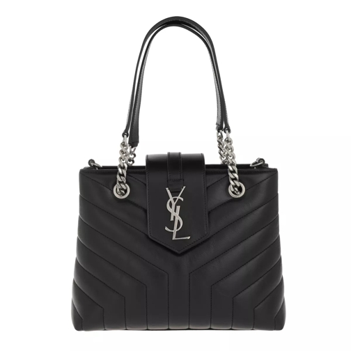 Saint Laurent LouLou Shopping Bag Y Small Quilted Leather Black Rymlig shoppingväska