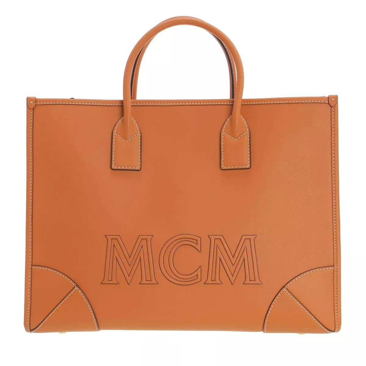 MCM Mcm Leather Tote Large Cognac Rymlig shoppingväska