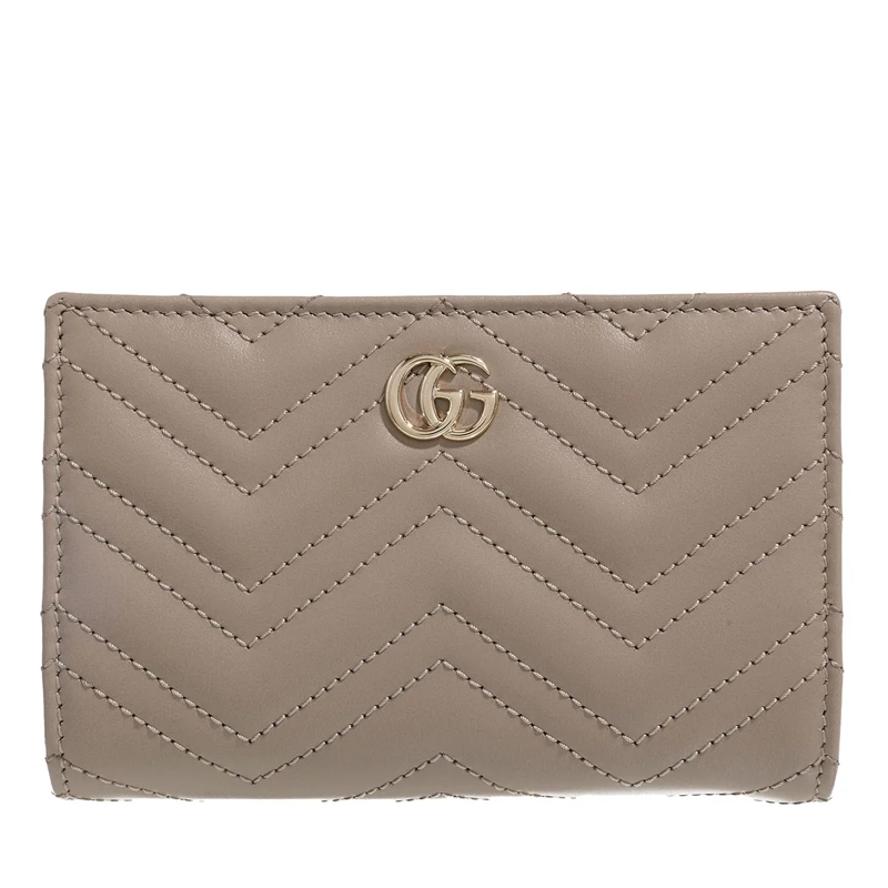 Gucci Bi-Fold-Portemonnaie Leather Wallet With Logo Taupe