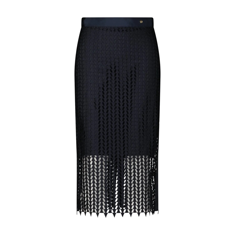 Marc Cain Midirock Midirock mit gehäkeltem Design blau