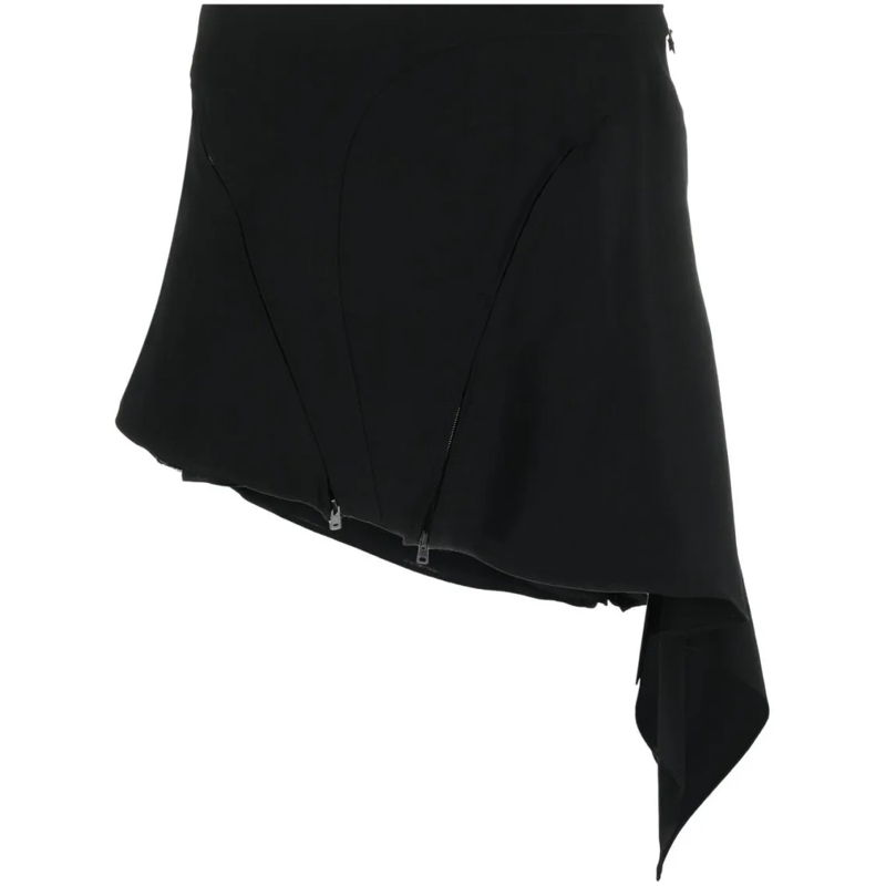 Mugler Minirock Asymmetric Draped Miniskirt With Modern Silhouette Black