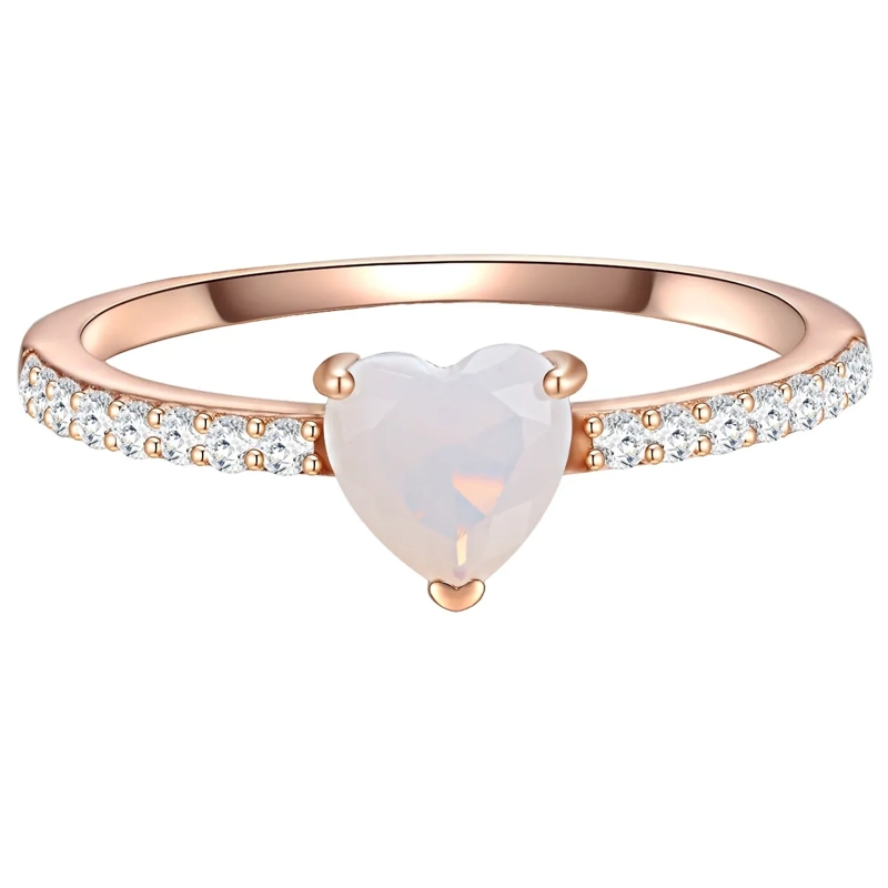 Glanzstücke München Ring Sterling Silber Ring Mondstein (synth.) Herz rosegold