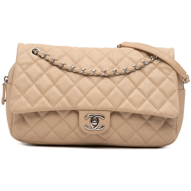 Chanel Sac à bandoulière Jumbo Quilted Caviar Easy Flap braun