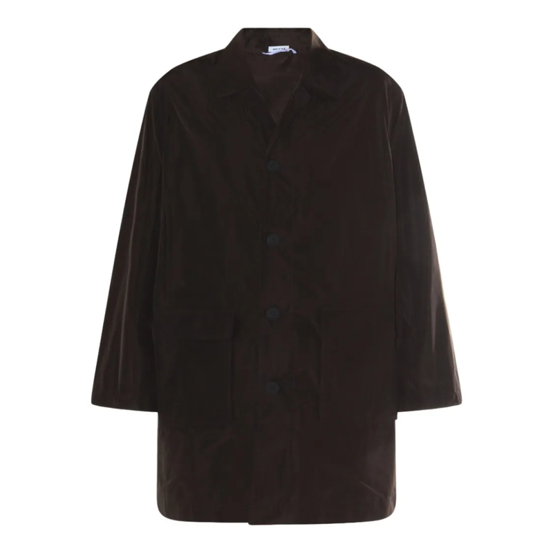 Thom Browne Bontjassen Straight-Cut Grey Coat With Bold Embroidered Logo Black