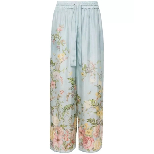 Zimmermann Waverly High-Waist Palazzo Trousers Blue 