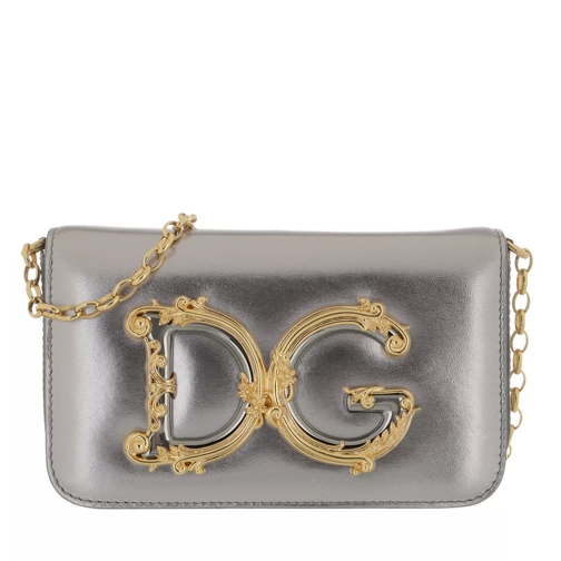 Dolce&Gabbana Sicily Crossbody Bag Leather Silver Crossbody Bag