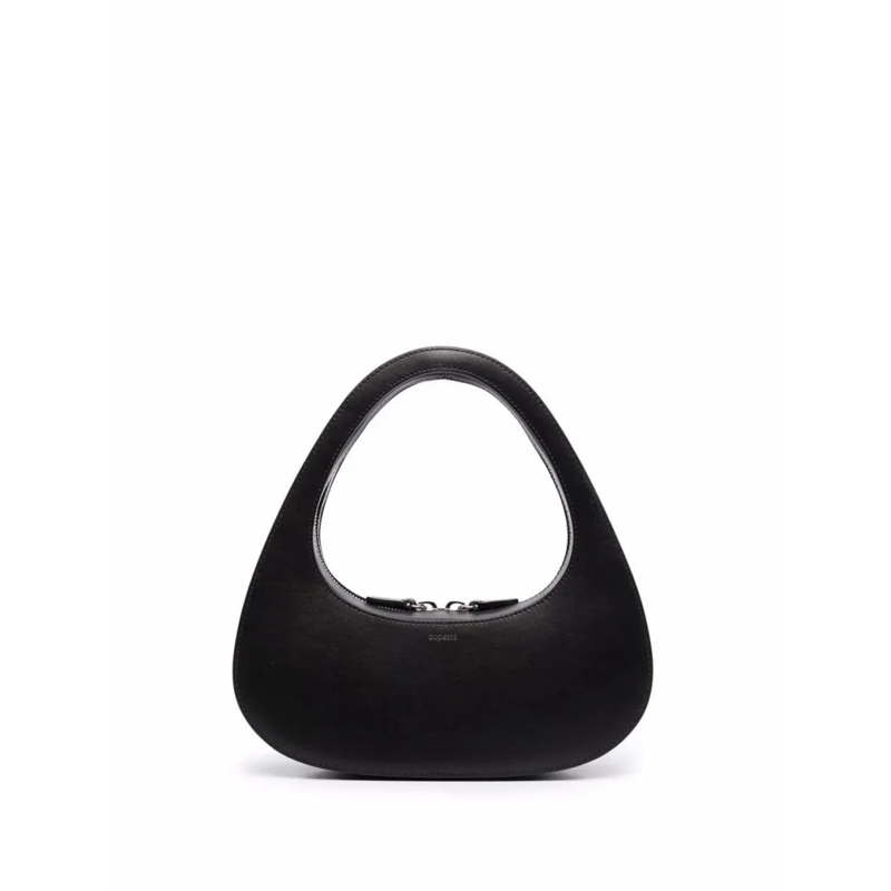 Coperni Crossbody Bag Rounded Triangular Black Leather Handbag Black