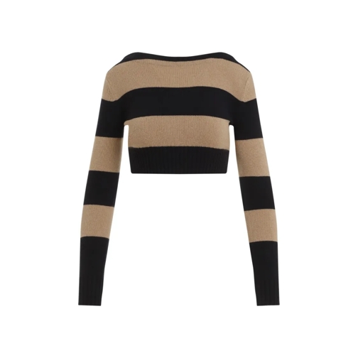 Max Mara Wool Angri Crop Sweater Brown Maglione