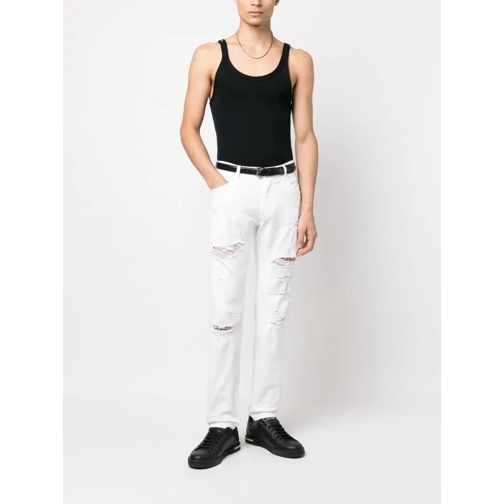 Dolce&Gabbana Distressed-Effect Cotton Straight Jeans White Jeans