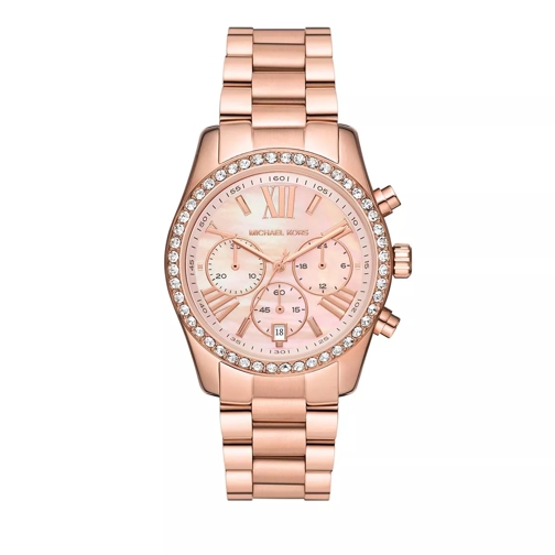 Michael Kors Lexington Lux Chronograph Stainless Steel Watch Rose Gold Chronograaf